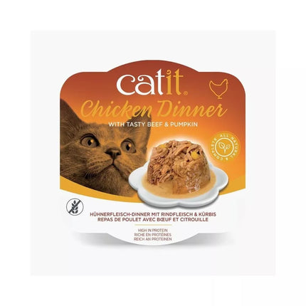 Catit Chicken Dinner konservai katėms su jautiena ir moliūgais, 80 g