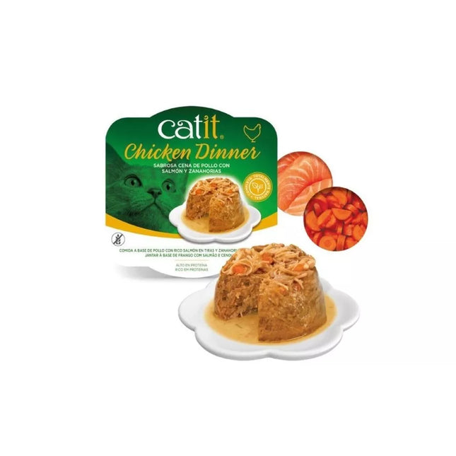 Catit Chicken Dinner konservai katėms su lašiša ir morkomis, 80 g