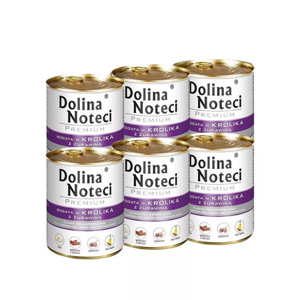 Konservai šunims su triušiena ir spanguolėmis Dolina Noteci Premium, 6 x 800 g
