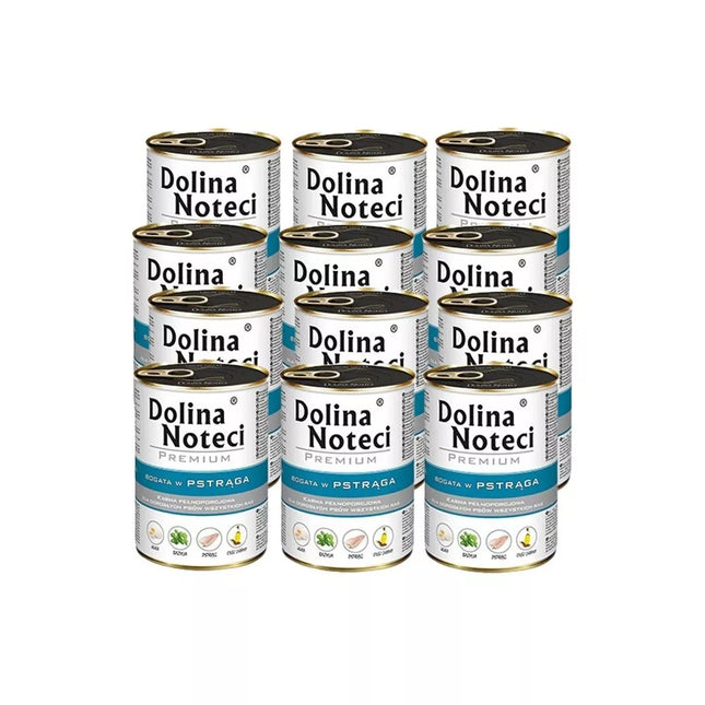 Konservai šunims su upėtakiu Dolina Noteci Premium, 12x400 g