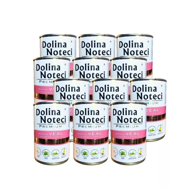 Dolina Noteci Premium konservai šunims su veršiena ir žaliaisiais žirneliais 12x400 g