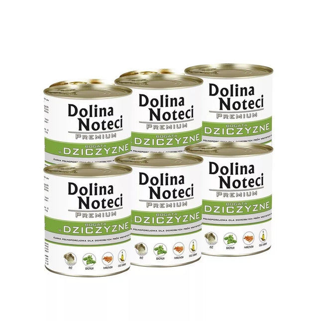 Konservai šunims su žvėriena Dolina Noteci Premium, 6 x 800 g