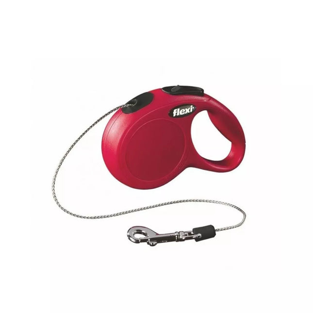 Flexi New Classic XS automatinis pavadys raudonas, 3 m, virvutė