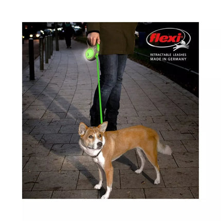 Flexi New Neon M automatinis pavadys, 5 m, juostelė, žalias