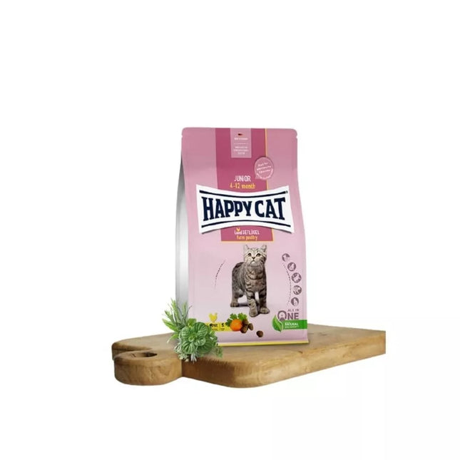 Happy Cat visavertis pašaras jaunoms katėms su paukštiena Junior LandGeflugel, 1,3 kg