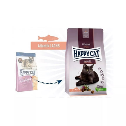 Happy Cat visavertis pašaras sterilizuotoms katėms su lašiša Sterilised Atlantik Lachs, 1,3 kg