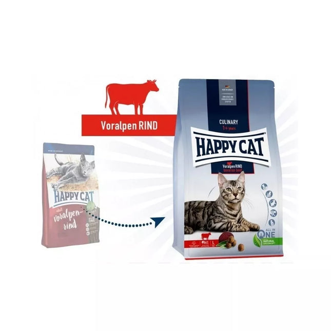 Happy Cat visavertis pašaras suaugusioms katėms su jautiena Culinary VoralpenRind, 300 g