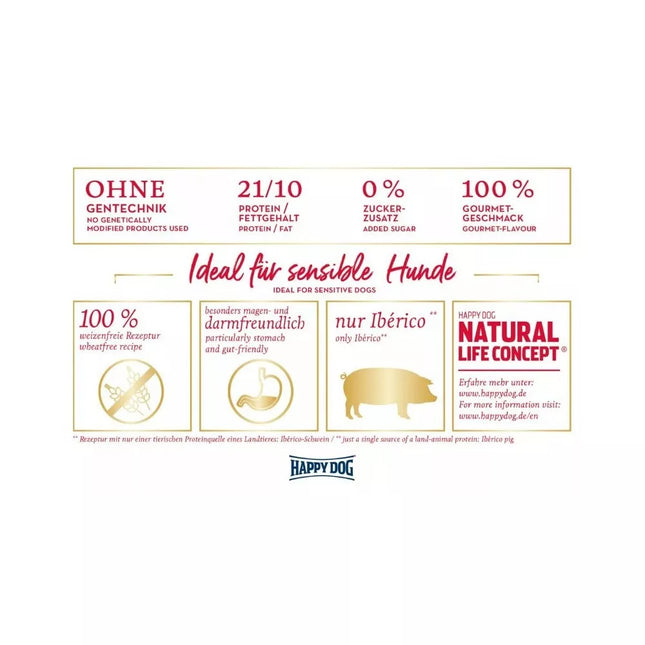 Happy Dog Andalucia visavertis pašaras suaugusiems šunims su Iberijos kiauliena ir ryžiais, 11 kg