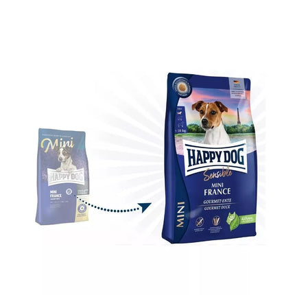 Happy Dog Mini France visavertis pašaras mažų veislių suaugusiems šunims su antiena ir bulvėmis 4 kg