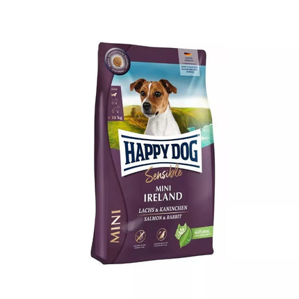 Happy Dog Mini Ireland visavertis pašaras mažų veislių suaugusiems šunims su triušiena ir lašiša, 10 kg