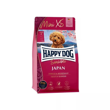 Happy Dog XS Mini Japan visavertis pašaras mažų veislių suaugusiems šunims su upėtakiais ir jūrų dumbliais, 1,3 kg