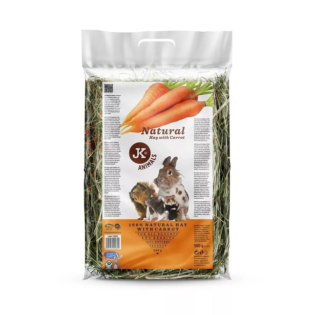 Natūralus šienas graužikams su džiovintomis morkomis 0,5 kg