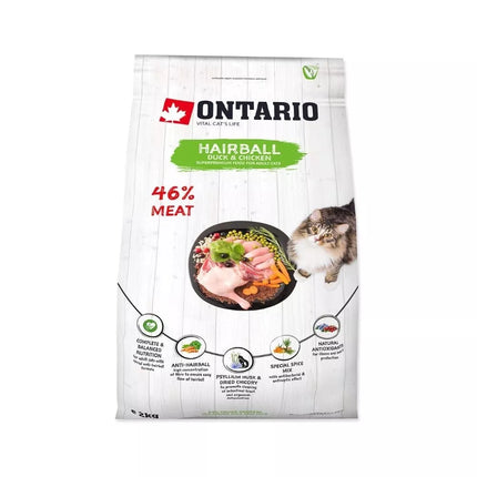 Ontario visavertis pašaras suaugusioms katėms Cat Hairball, 2 kg