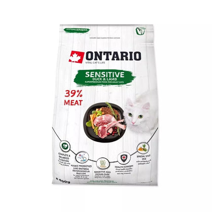 Ontario visavertis pašaras suaugusioms katėms Cat Sensitive, 0,4 kg