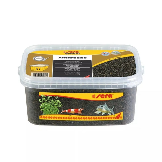 Sera gruntas akvariumui, antracito pilka, 1-3 mm, 3 l