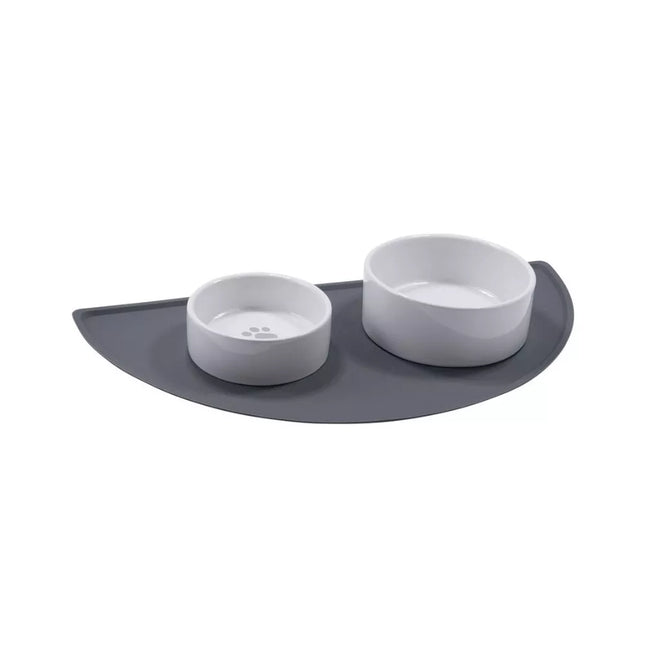 Silikoninis padėklas dubenėliams Luna, 49x24 cm, pilkas