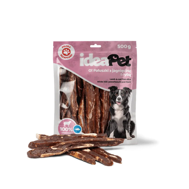 Skanėstas šunims pagaliukai su ėriena ir žuvimi, 500 g