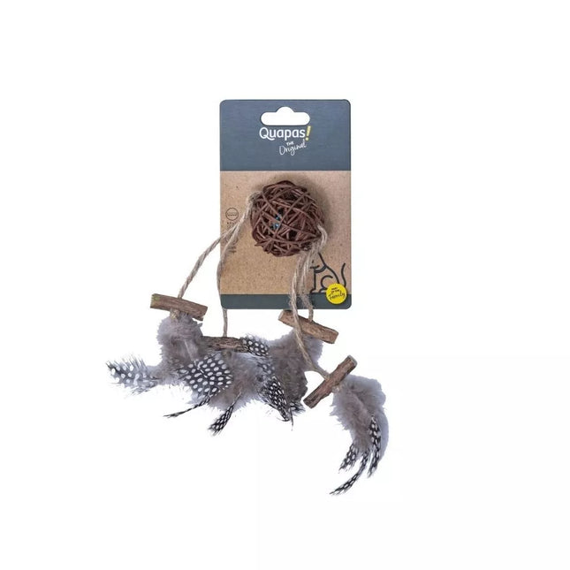 Žaislas katėms kamuoliukas su plunksnomis