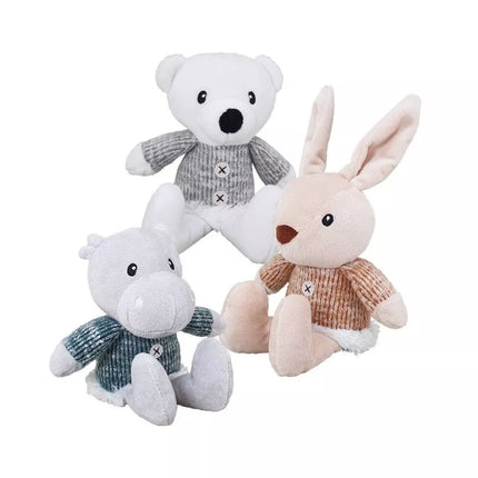 Žaislas šunims kalėdinis gyvūnėlis, 20 cm (triušis, meškiukas, begemotas)