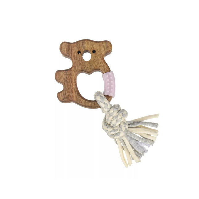 Žaislas šunims medinė koala su virve, 7,5x2x8,5 cm