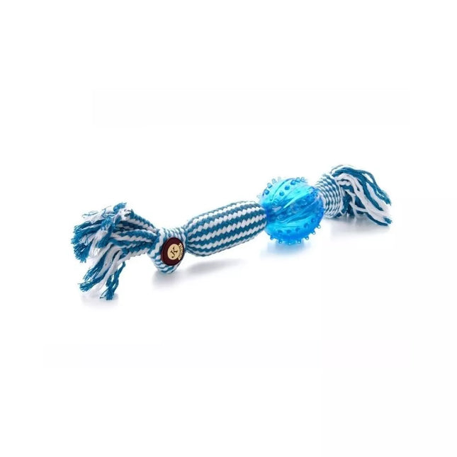 Žaislas šunims cypianti virvė su kamuoliu, 33 cm